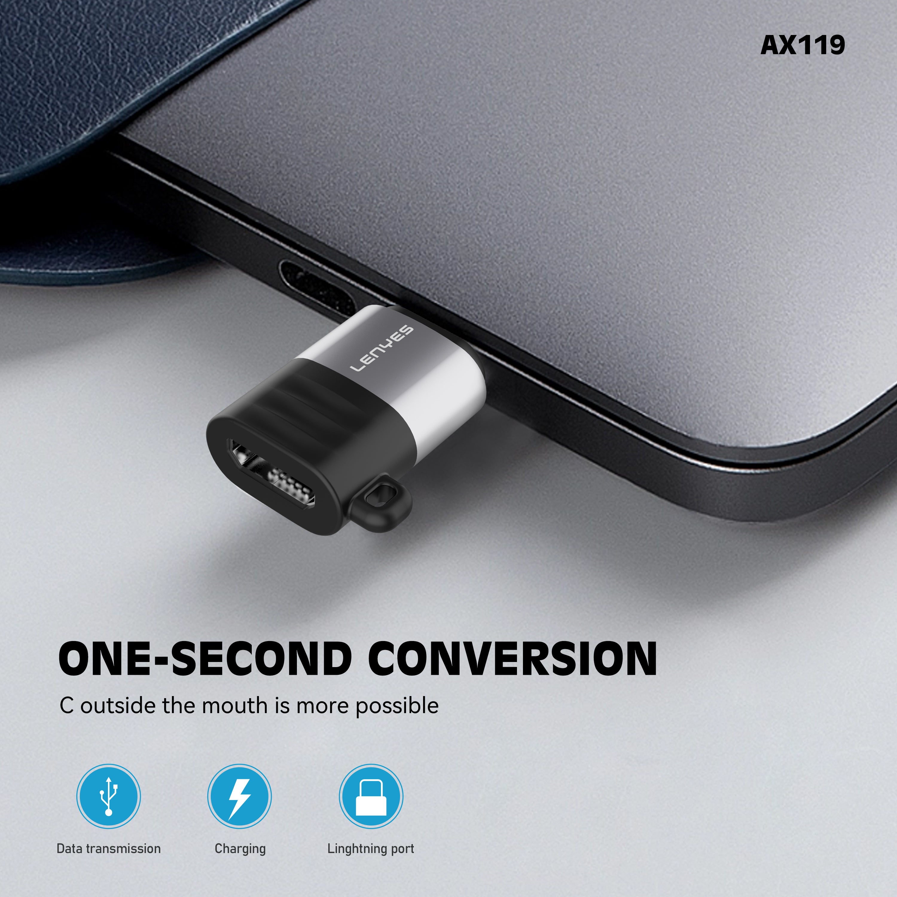 AX119 Adaptador Micro USB/V8 a Lightning -Lenyes