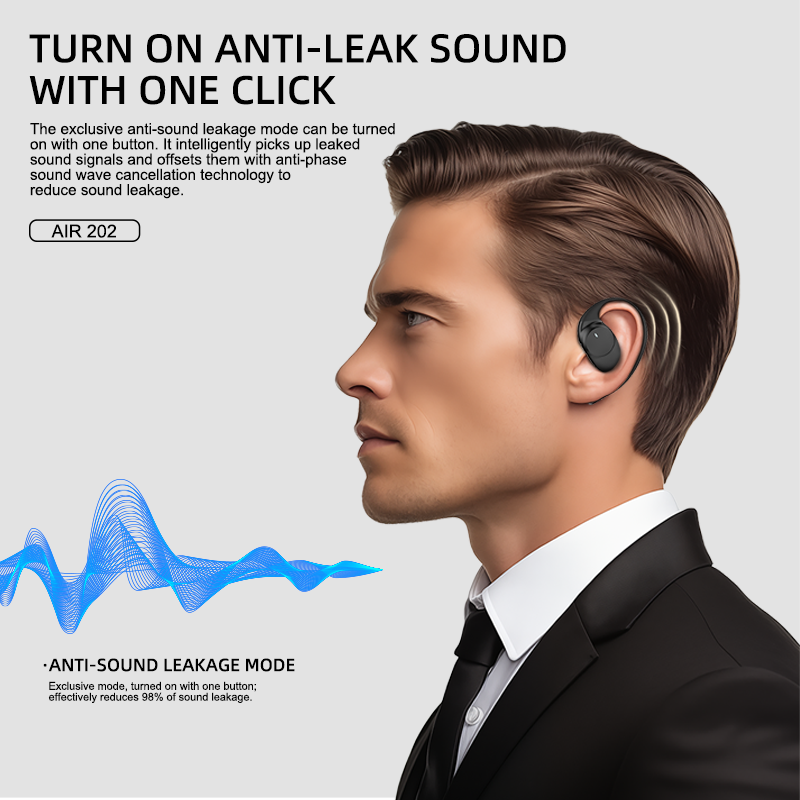 LENYES AIR 202 BEIGE Auriculares Bluetooth 5.4 Abiertos con Gancho - IPX4 Resistentes al Agua 32h Batería