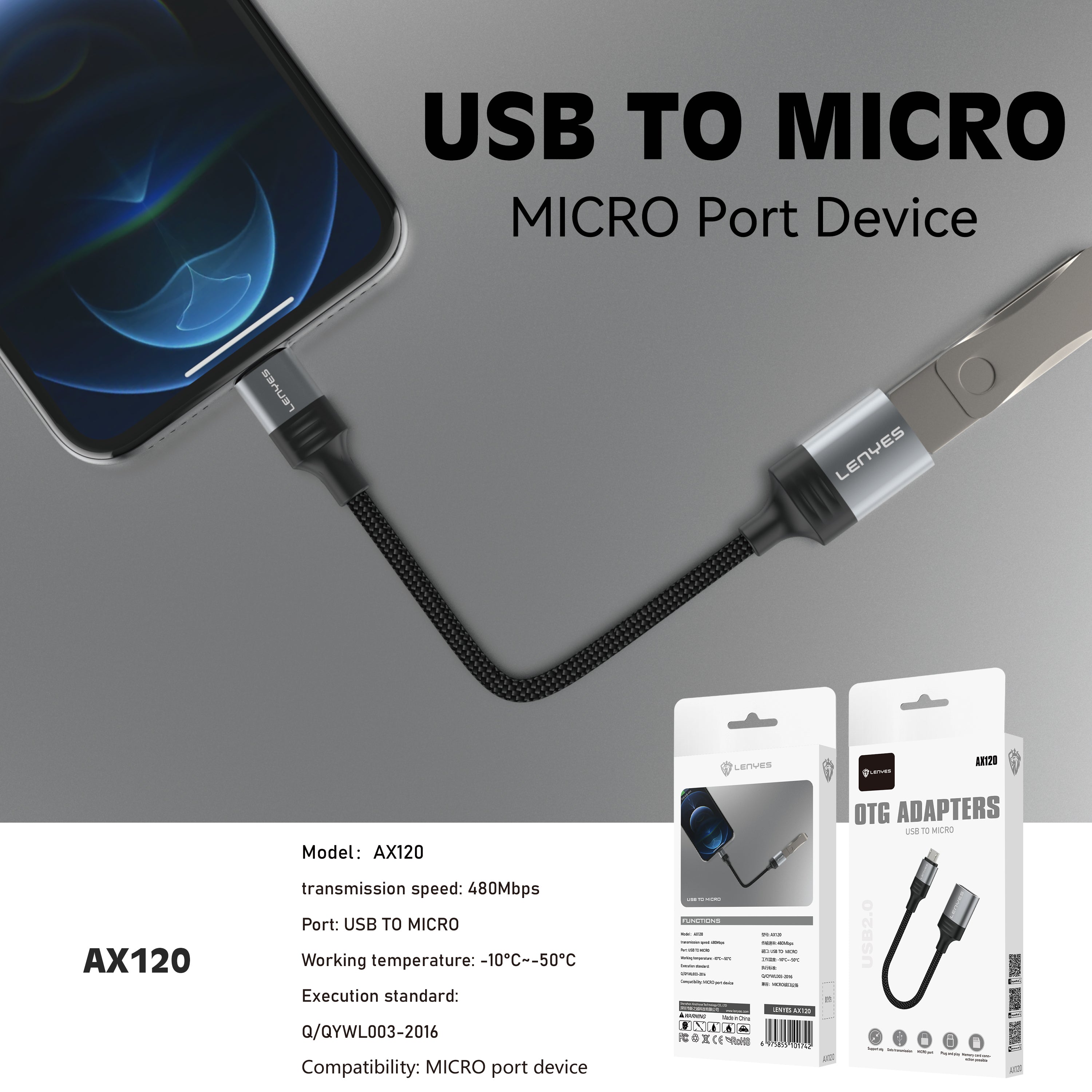 AX120 OTG Micro USB/V8 -Lenyes