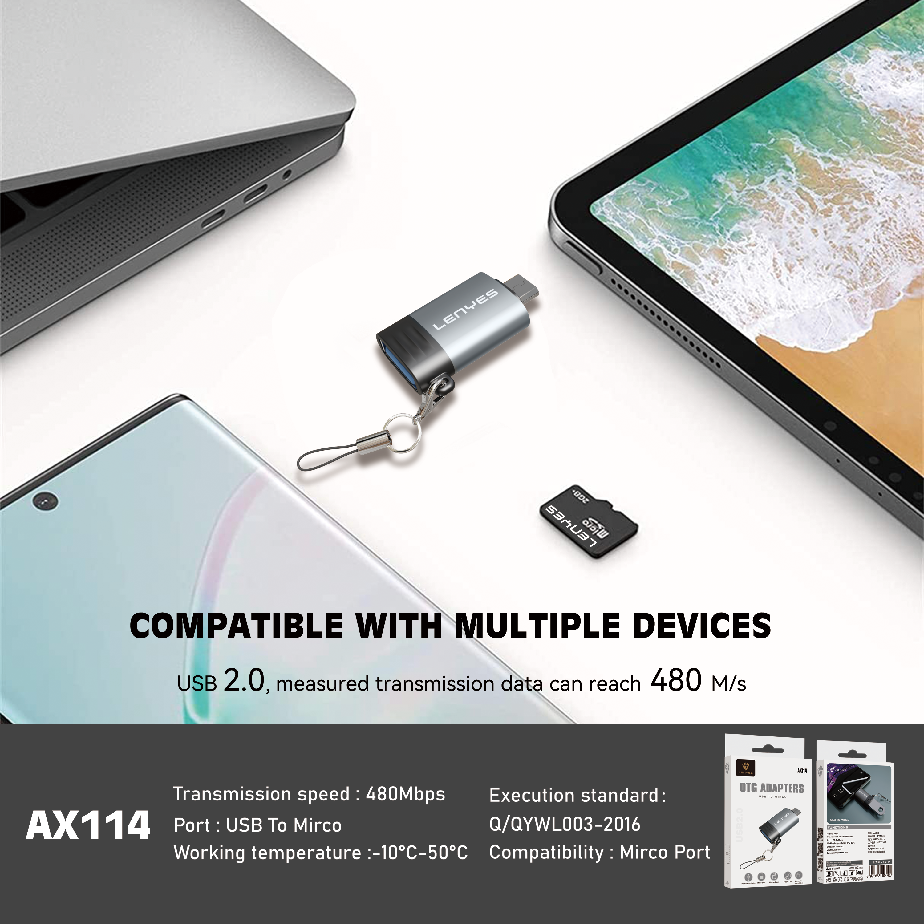 AX114 OTG Micro USB/V8 -Lenyes