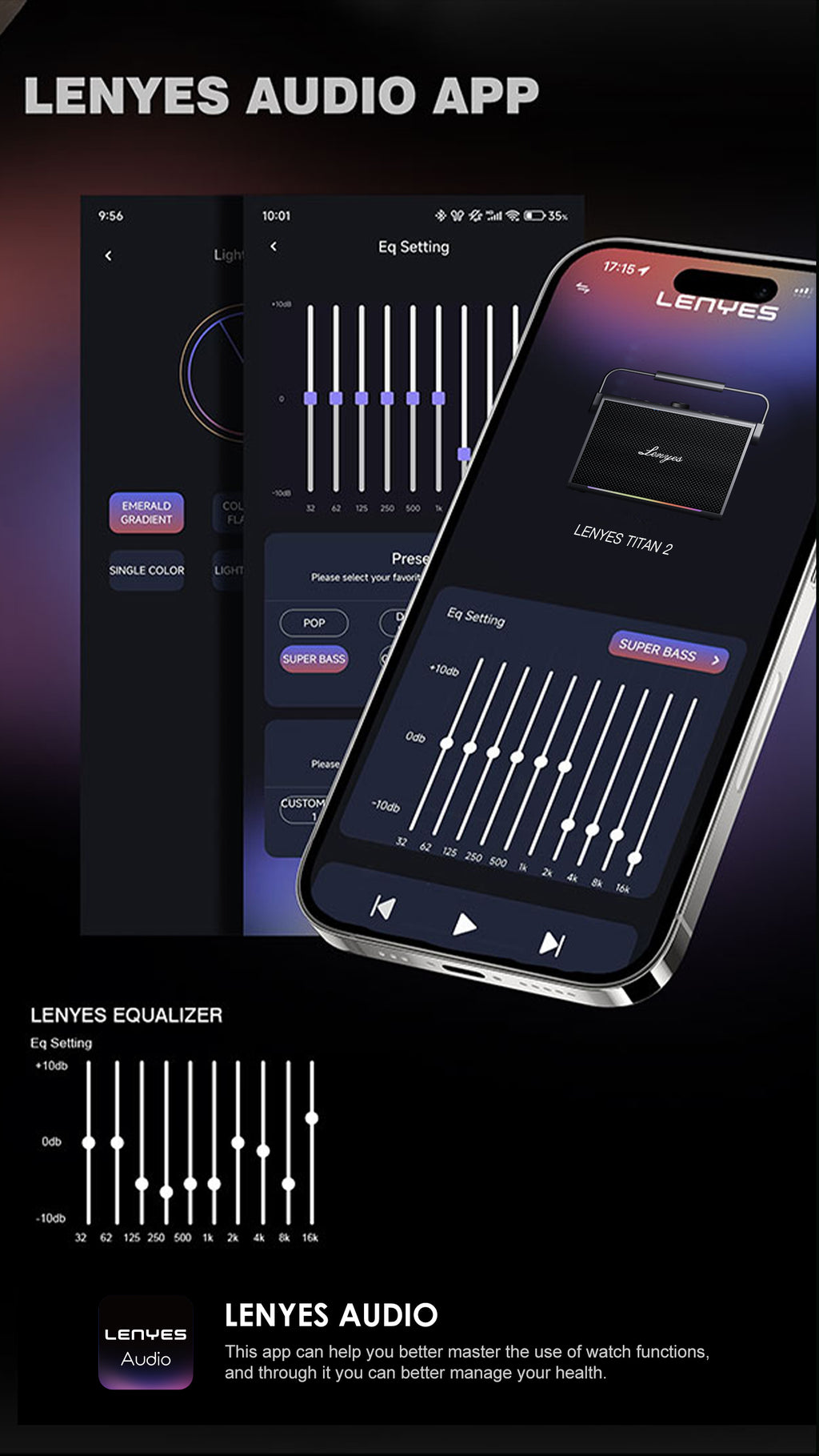 LENYES TITAN 2 Altavoz Karaoke Profesional 200W IPX6 TWS + 2 Micrófonos + Luces RGB