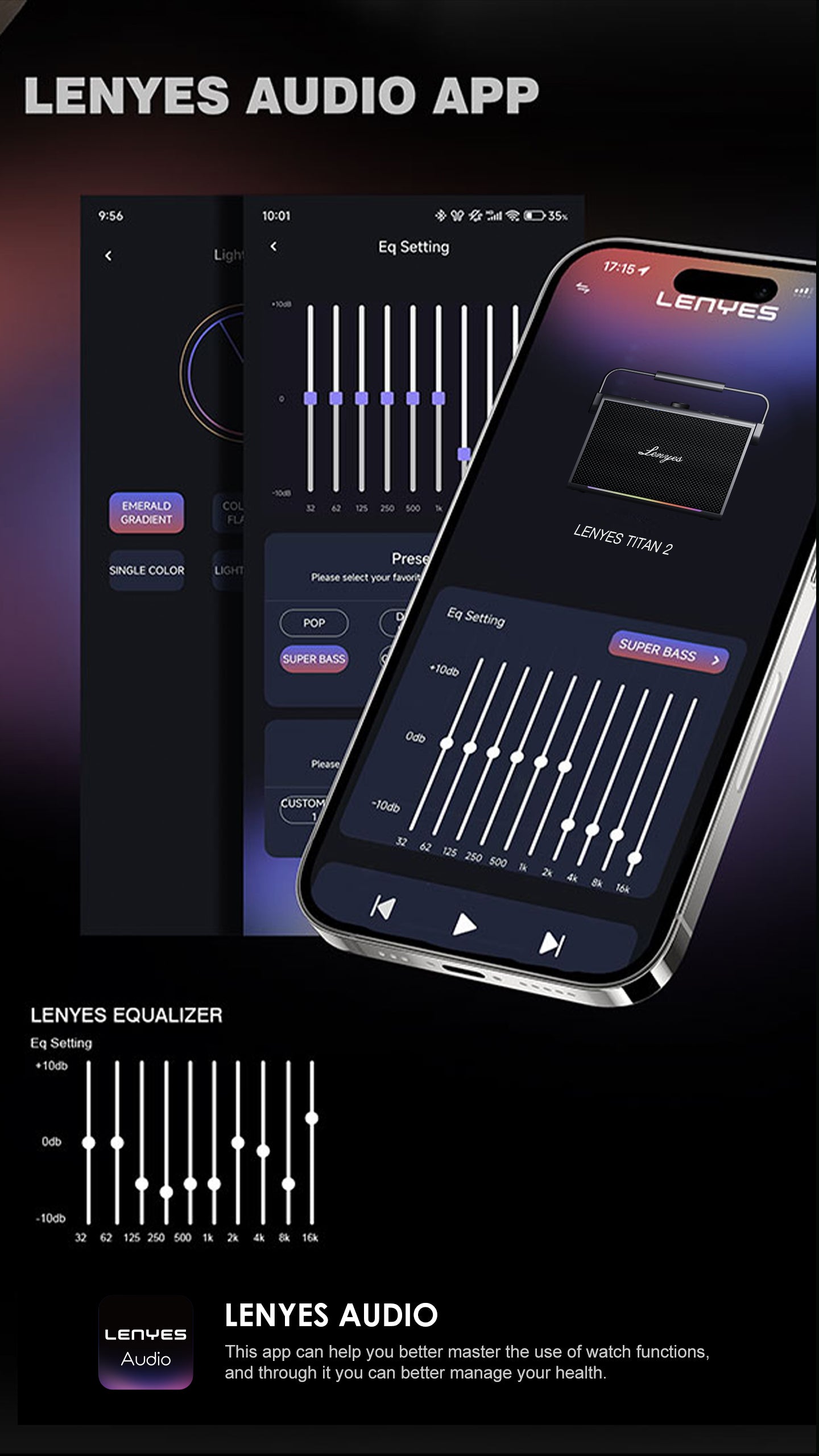 LENYES TITAN 2 Altavoz Karaoke Profesional 200W IPX6 TWS + 2 Micrófonos + Luces RGB