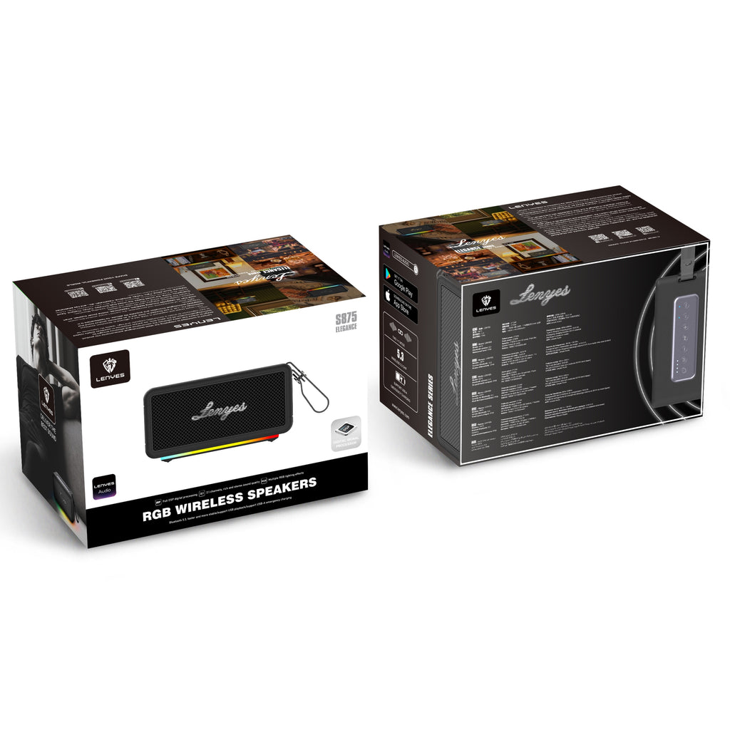 LENYES S875 Altavoz Bluetooth Inalámbrico Potente IPX6 TWS Negro