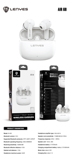 LENYES Air 68 WHITE Auriculares Bluetooth 5.4 TWS con Control Táctil - Diseño Compacto y Ligero
