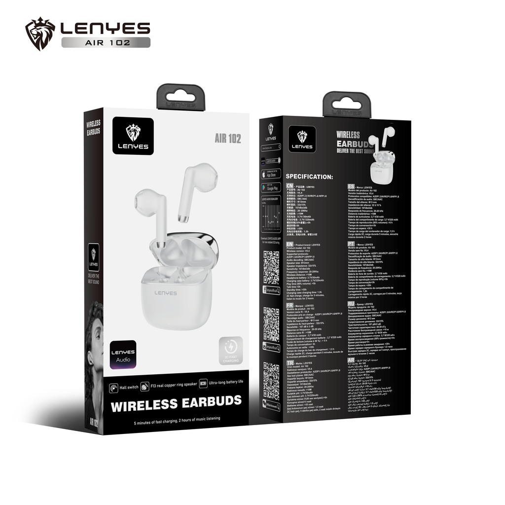 LENYES Air 102 Auriculares Bluetooth TWS con Carga Rápida y App Lenyes Audio