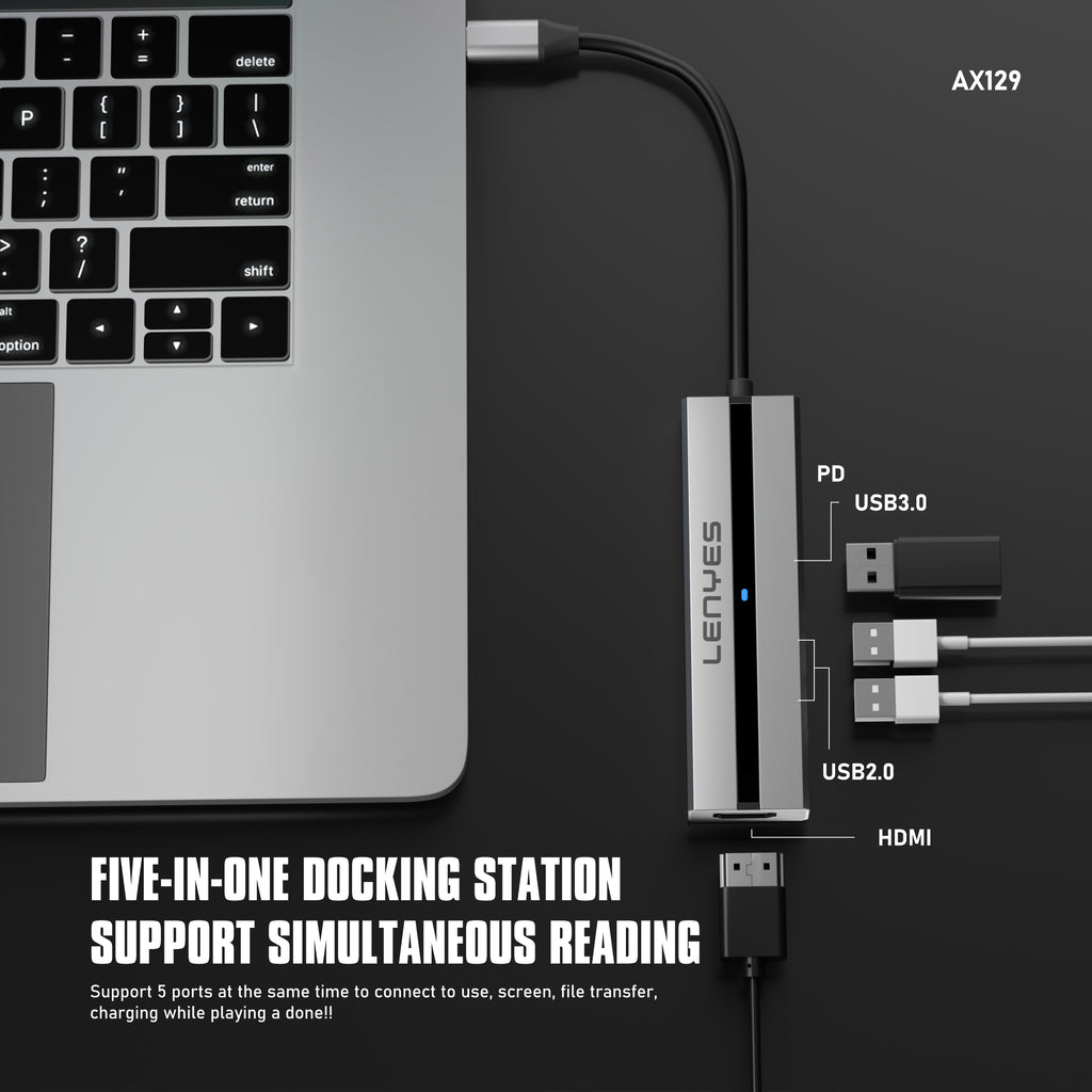 AX129 Tipo-C HUB 5 en 1 -Lenyes