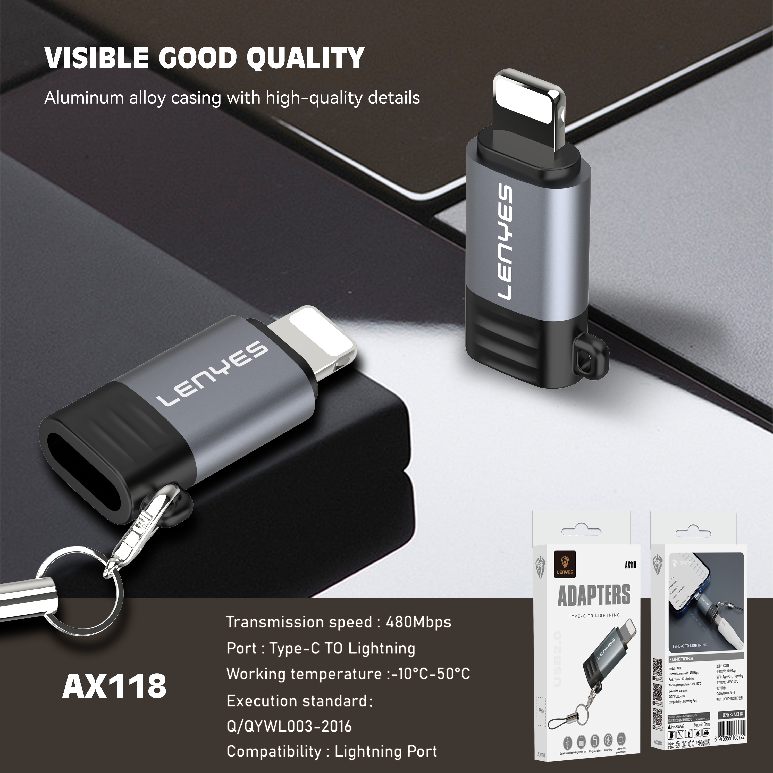 AX118 Adaptador Tipo-C a Lightning -Lenyes