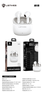 LENYES Air 69 WHITE Auriculares Bluetooth 5.4 TWS con Carga Magnética - Control Táctil y Hi-Res Audio