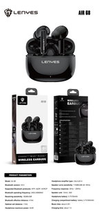 LENYES Air 68 BLACK Auriculares Bluetooth 5.4 TWS con Control Táctil - Diseño Compacto y Ligero