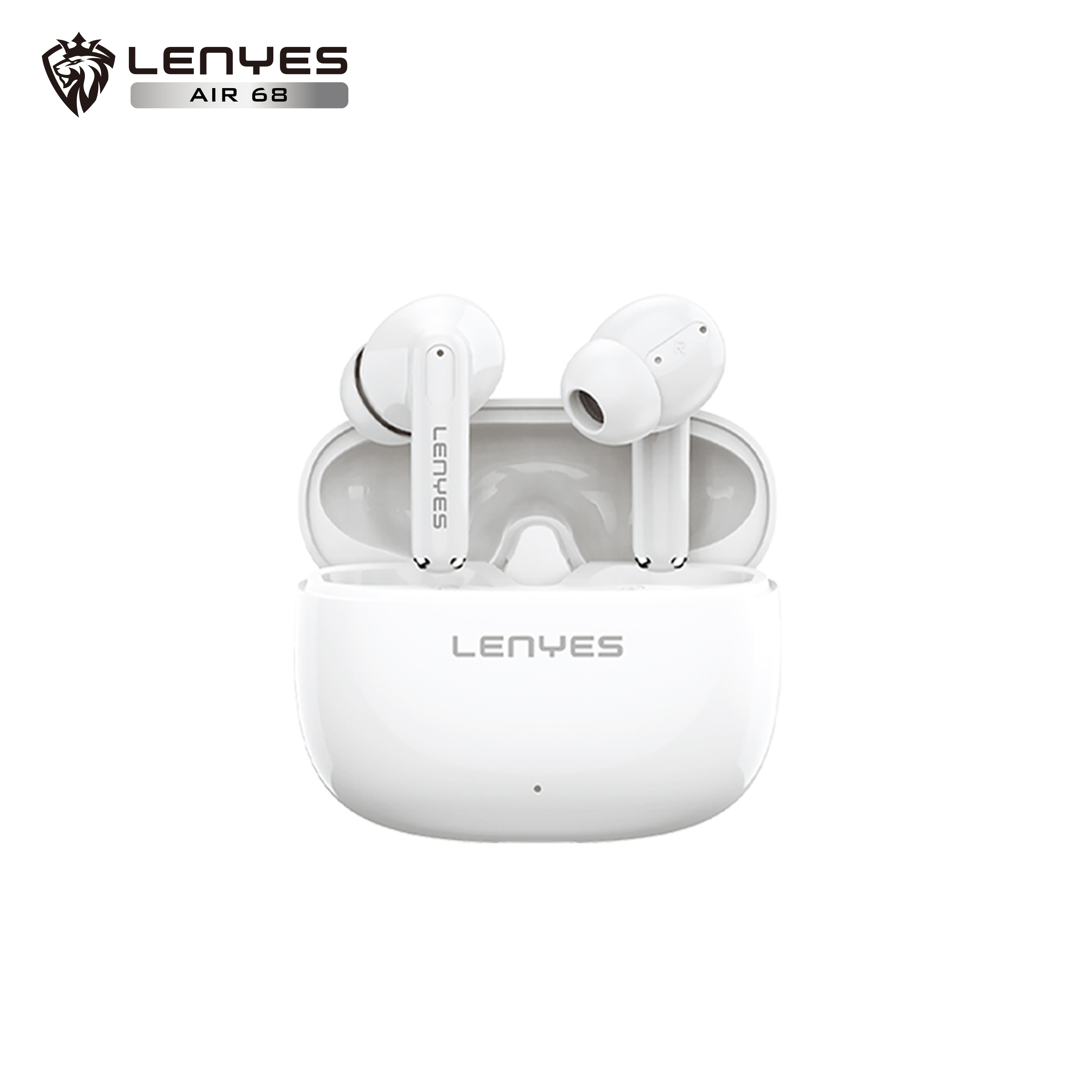 LENYES Air 68 WHITE Auriculares Bluetooth 5.4 TWS con Control Táctil - Diseño Compacto y Ligero