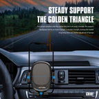 LENYES CR161 Soporte Coche Gravedad Rejilla Triángulo Dorado 360° Negro