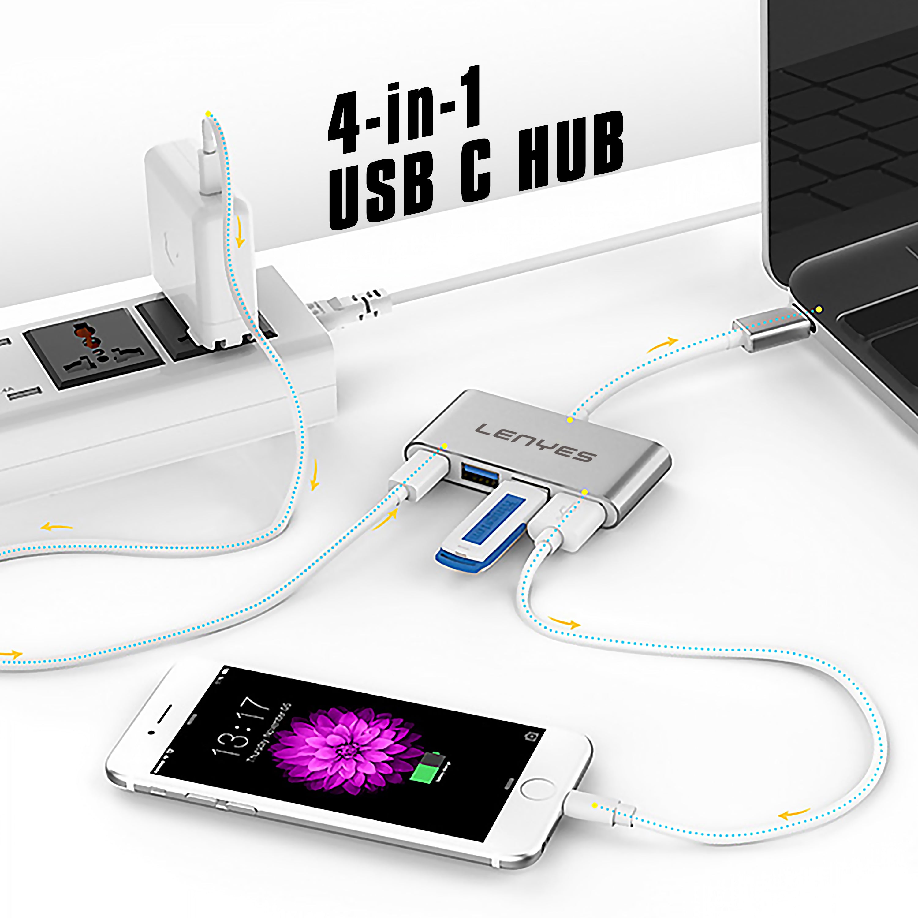 AX123 Tipo-C HUB 4 en 1 -Lenyes