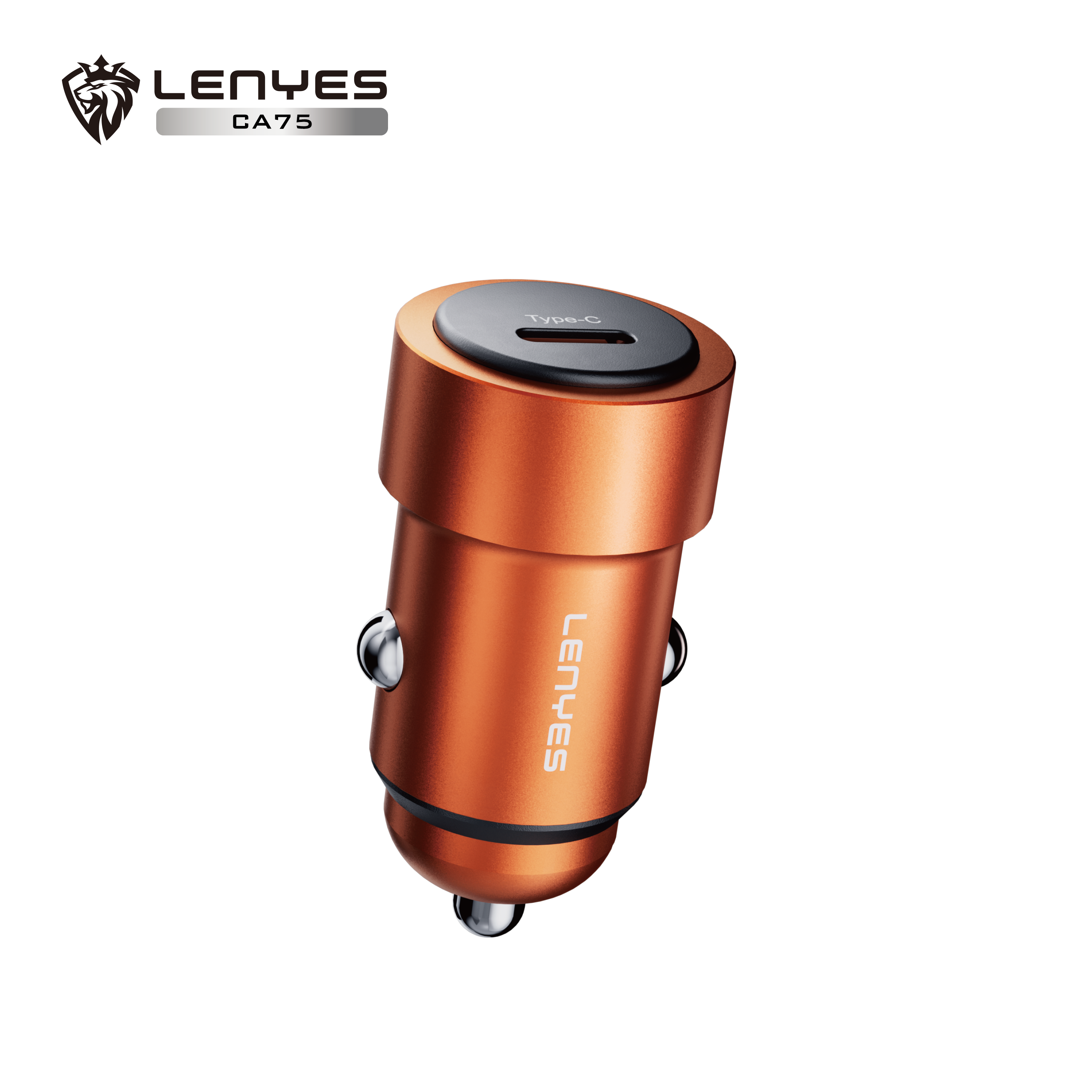 LENYES CA75 Cargador Coche PD30W USB-C 5V/3A 9V/3A 12V/2.5A Naranja