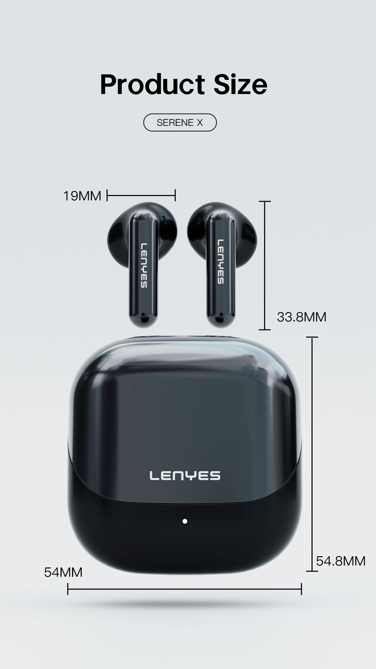 LENYES SERENE X Auriculares Bluetooth 5.4 TWS con ANC+ENC 6 Micrófonos - Sonido 360° y App Audio