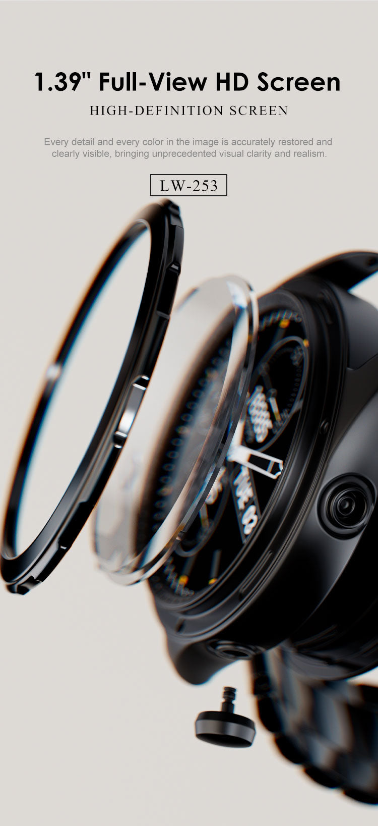 LENYES LW-253 Smartwatch Monitor Salud SpO2 Modos Deportivos 5-7 Días IP67 Negro