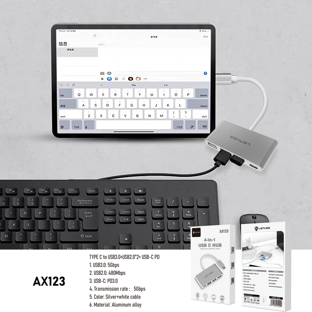 AX123 Tipo-C HUB 4 en 1 -Lenyes