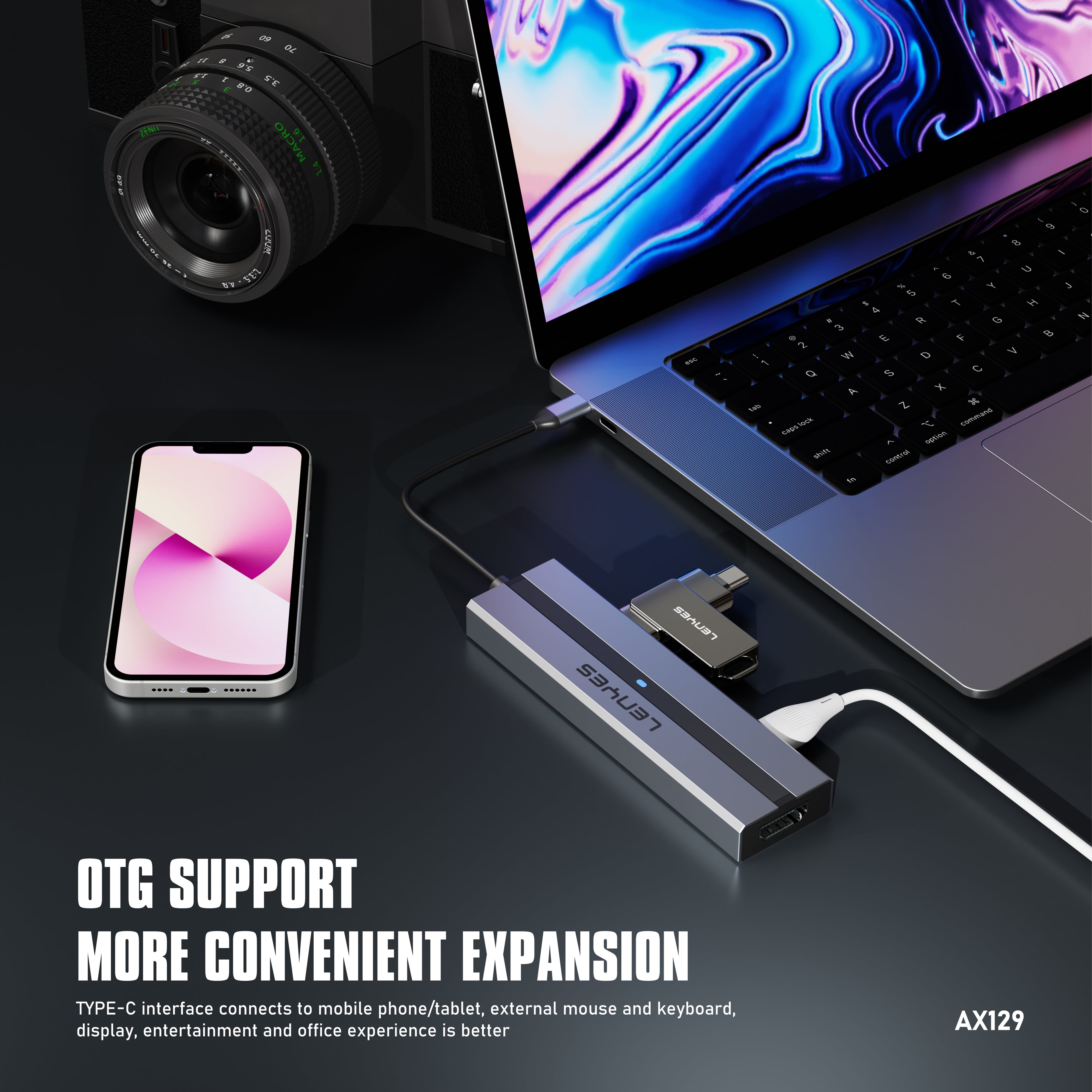 AX129 Tipo-C HUB 5 en 1 -Lenyes