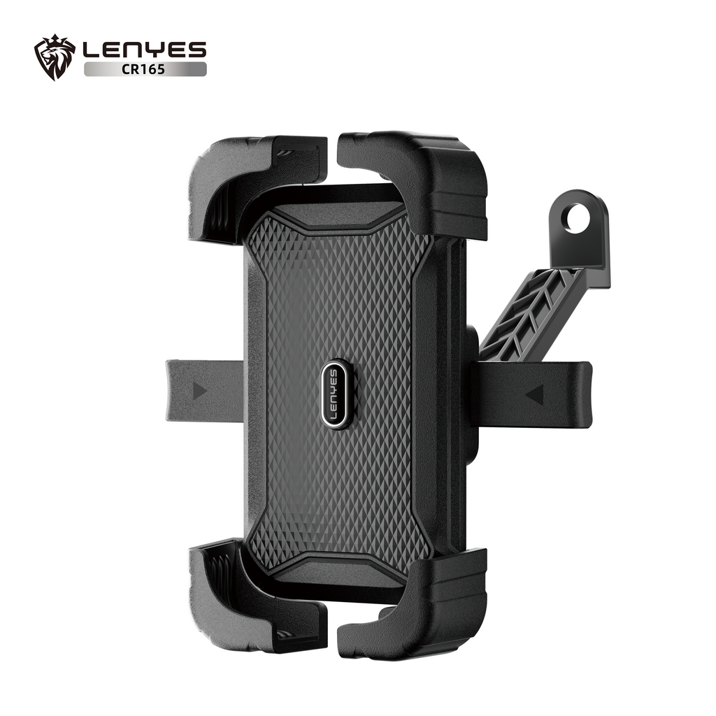 LENYES CR165 Soporte Móvil Moto Bicicleta 360° Ball Head One-Click Silicona Negro