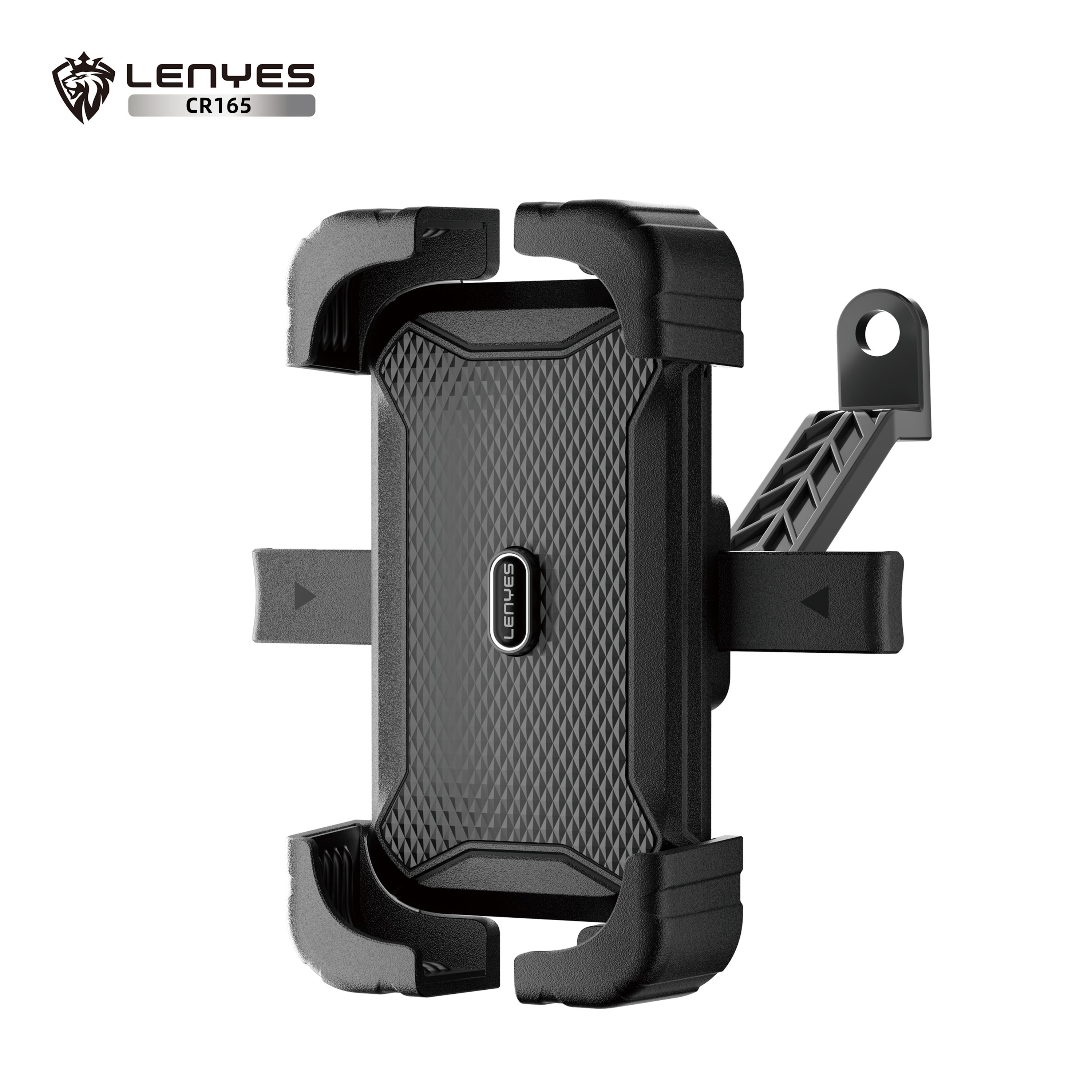 LENYES CR165 Soporte Móvil Moto Bicicleta 360° Ball Head One-Click Silicona Negro