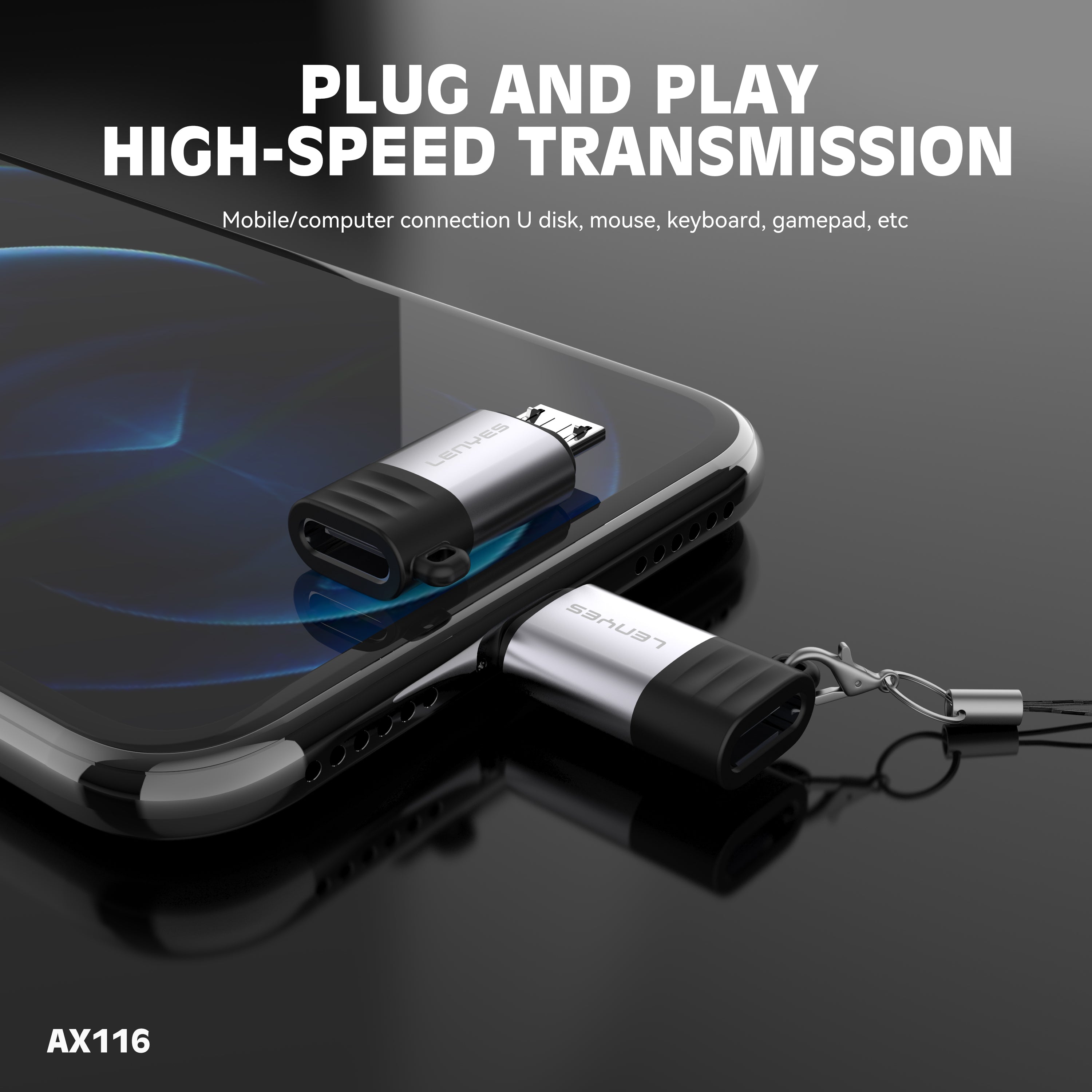 AX116 Adaptador Tipo-C a Micro USB/V8 -Lenyes