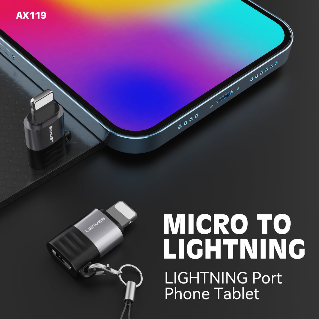 AX119 Adaptador Micro USB/V8 a Lightning -Lenyes