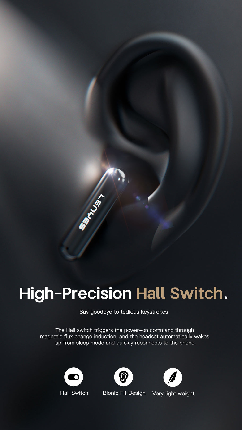 LENYES SERENE X Auriculares Bluetooth 5.4 TWS con ANC+ENC 6 Micrófonos - Sonido 360° y App Audio