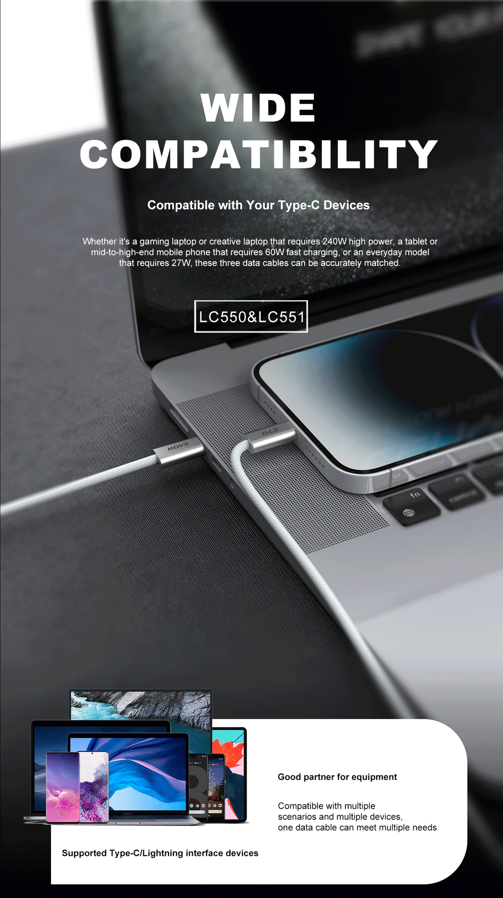 LENYES LC550 Cable de Datos USB-C a USB-C 240W