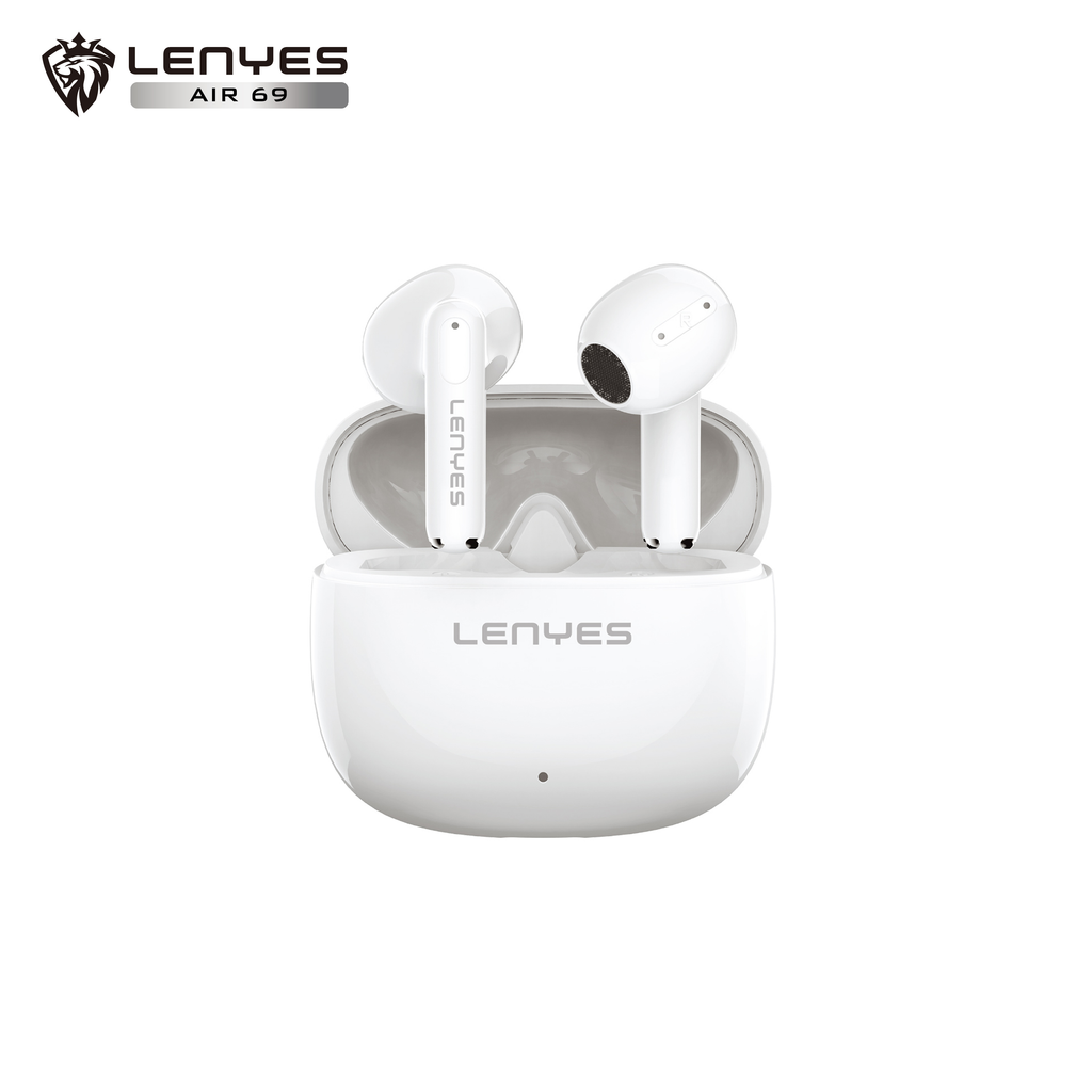 LENYES Air 69 WHITE Auriculares Bluetooth 5.4 TWS con Carga Magnética - Control Táctil y Hi-Res Audio
