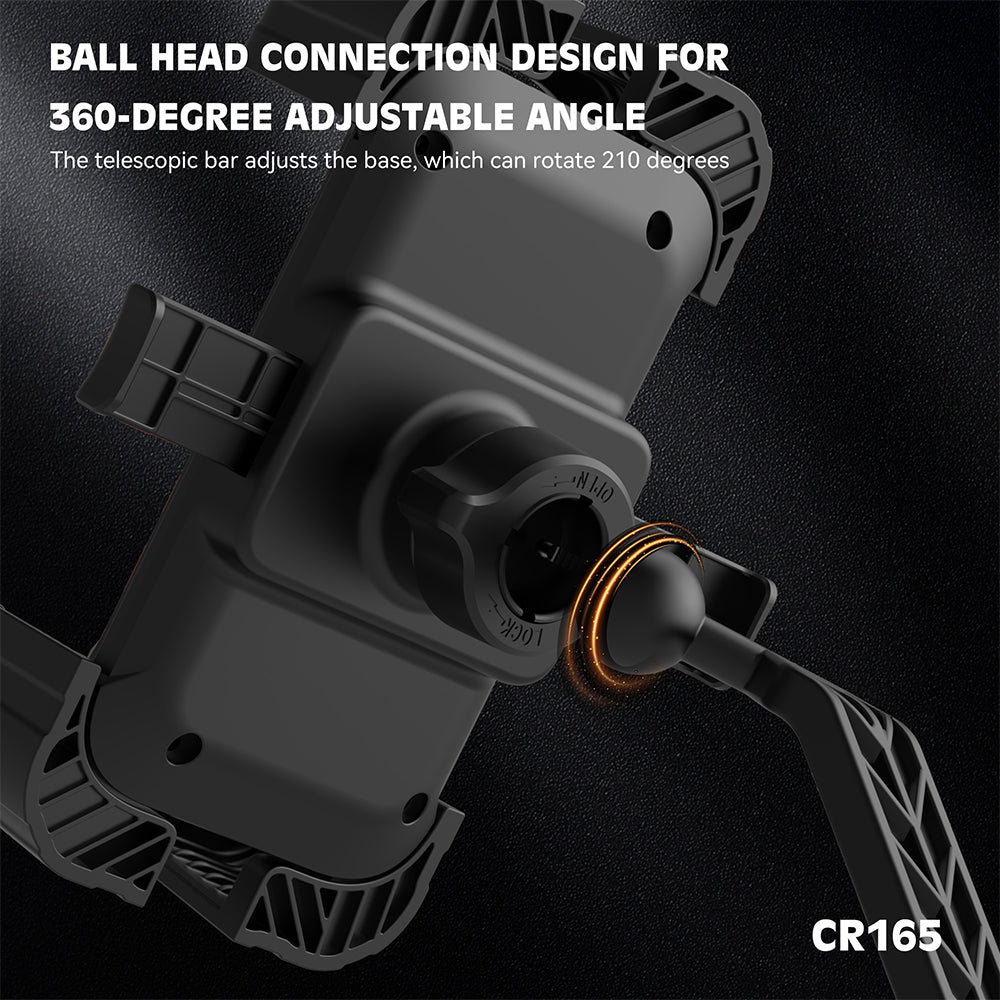 LENYES CR165 Soporte Móvil Moto Bicicleta 360° Ball Head One-Click Silicona Negro