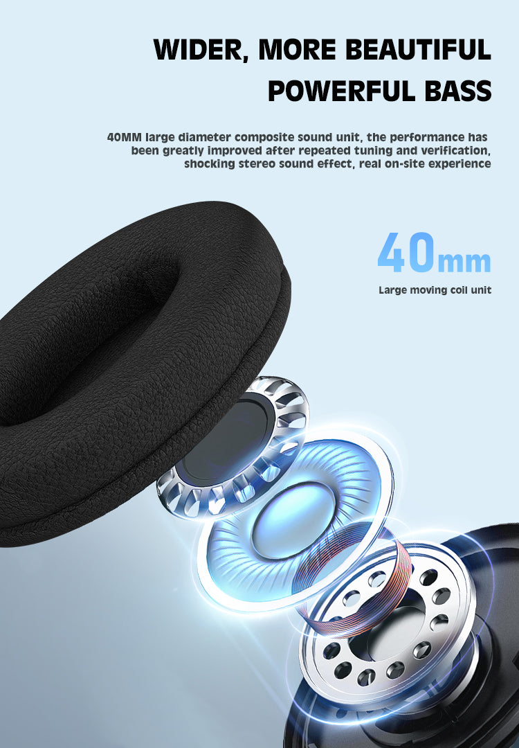 LENYES LH83 Auriculares Bluetooth 5.3 40mm 47h Batería Plegables Negro