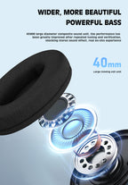 LENYES LH83 Auriculares Bluetooth 5.3 40mm 47h Batería Plegables Negro