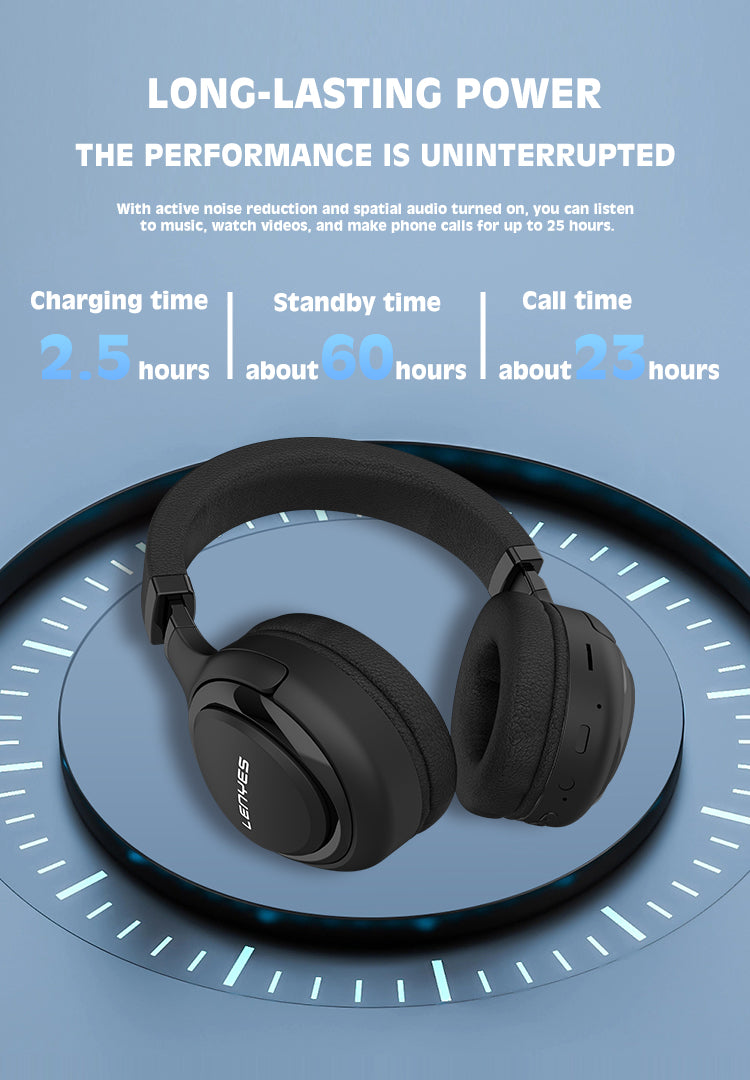 LENYES LH83 Auriculares Bluetooth 5.3 40mm 47h Batería Plegables Negro