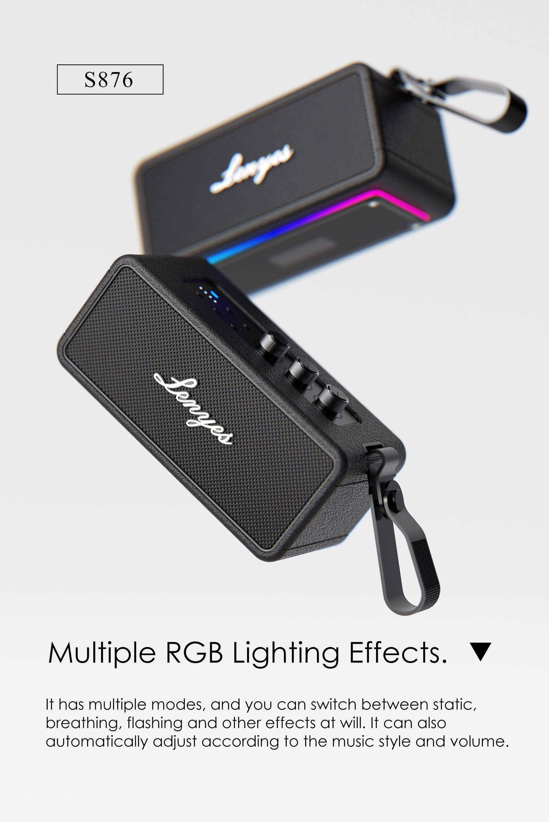 LENYES S876 Altavoz Bluetooth Inalámbrico IPX6 TWS Alta Fidelidad Negro