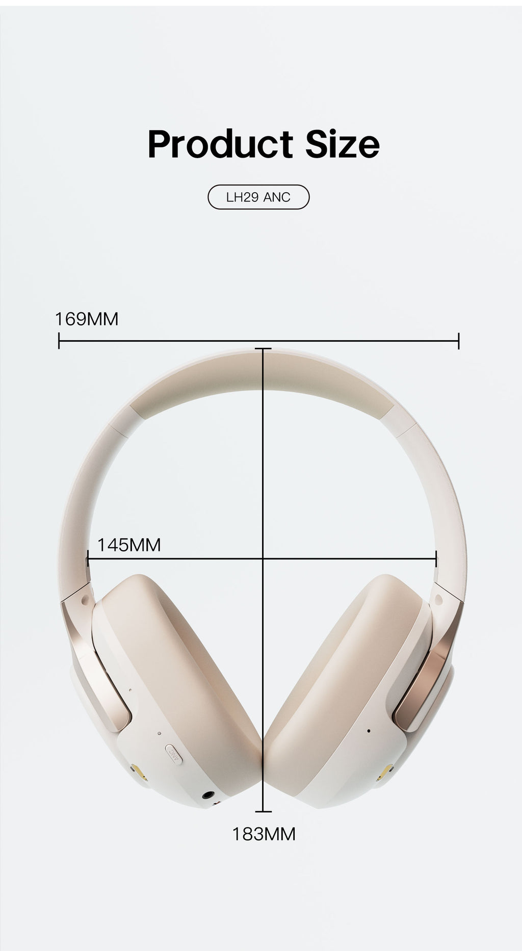 LENYES LH29 ANC Auriculares Bluetooth Cancelación Híbrida 43dB 40mm 30h Blanco