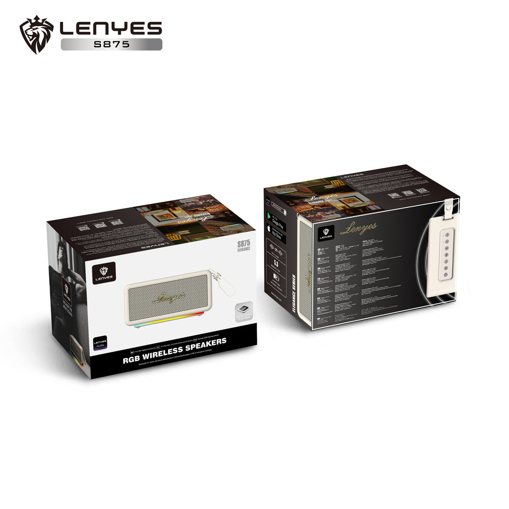 LENYES S875 Altavoz Bluetooth Inalámbrico Potente IPX6 TWS Blanco