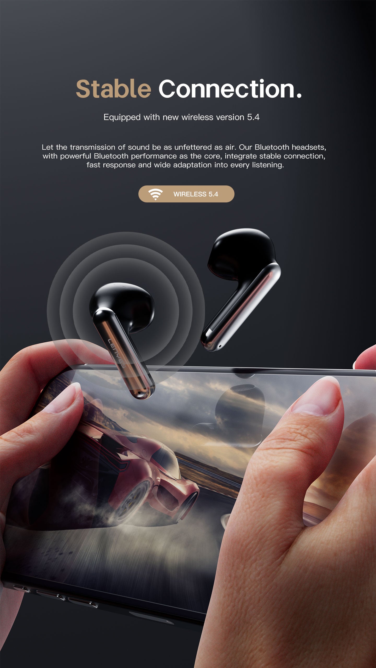 LENYES SERENE X Auriculares Bluetooth 5.4 TWS con ANC+ENC 6 Micrófonos - Sonido 360° y App Audio