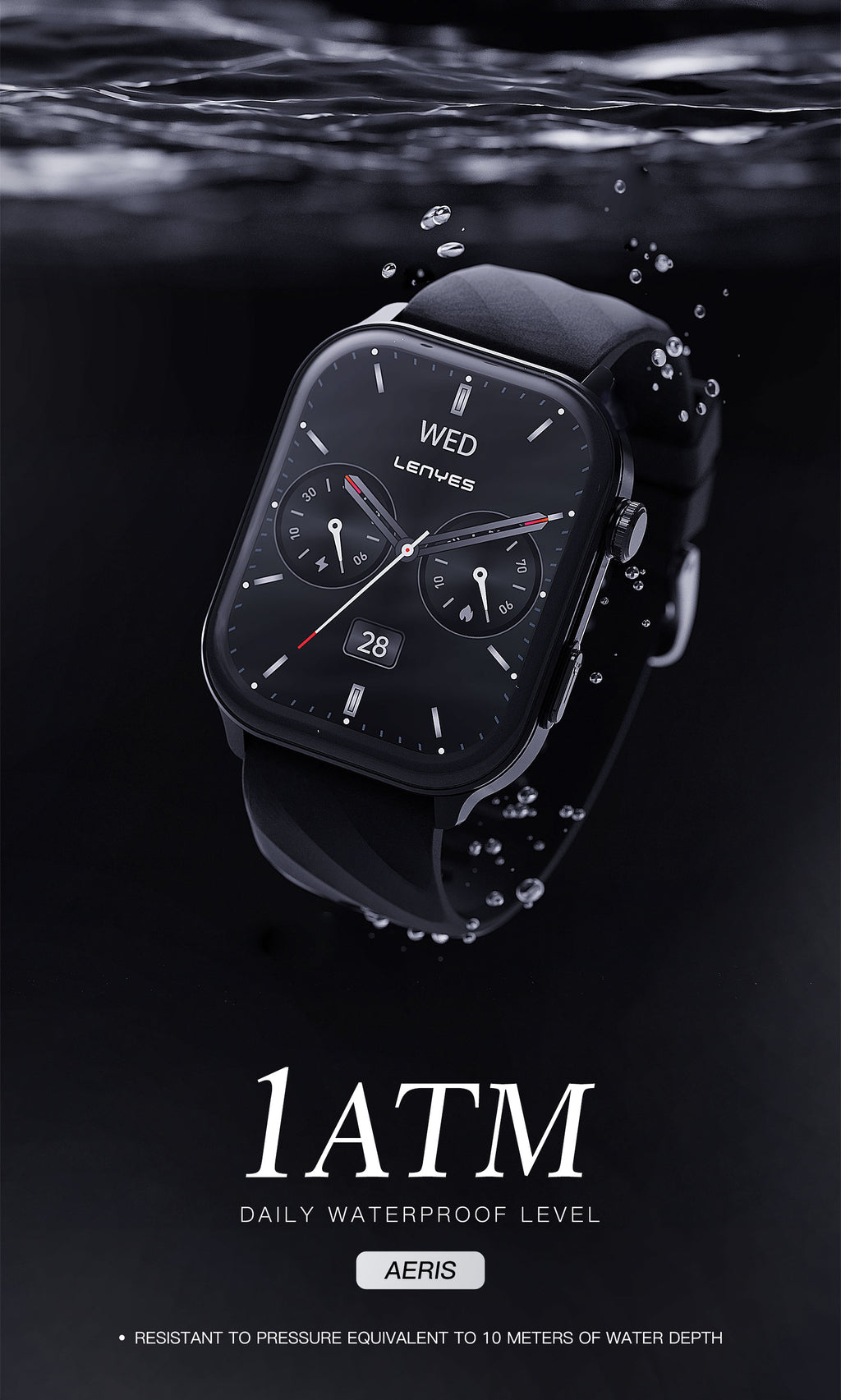 LENYES AERIS Smartwatch Monitor Salud SpO2 Modos Deportivos 5-7 Días IP67 Negro