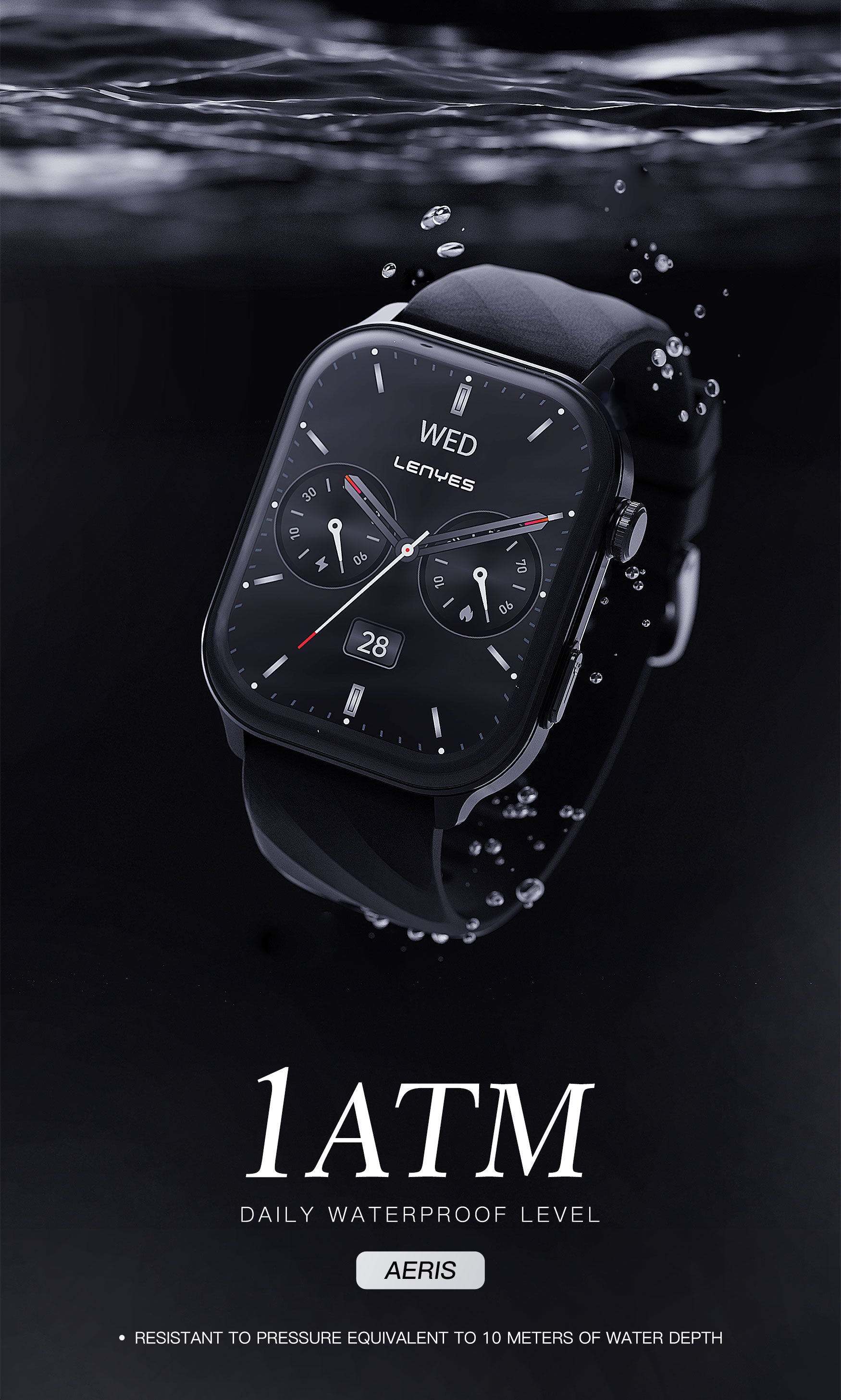 LENYES AERIS Smartwatch Monitor Salud SpO2 Modos Deportivos 5-7 Días IP67 Negro