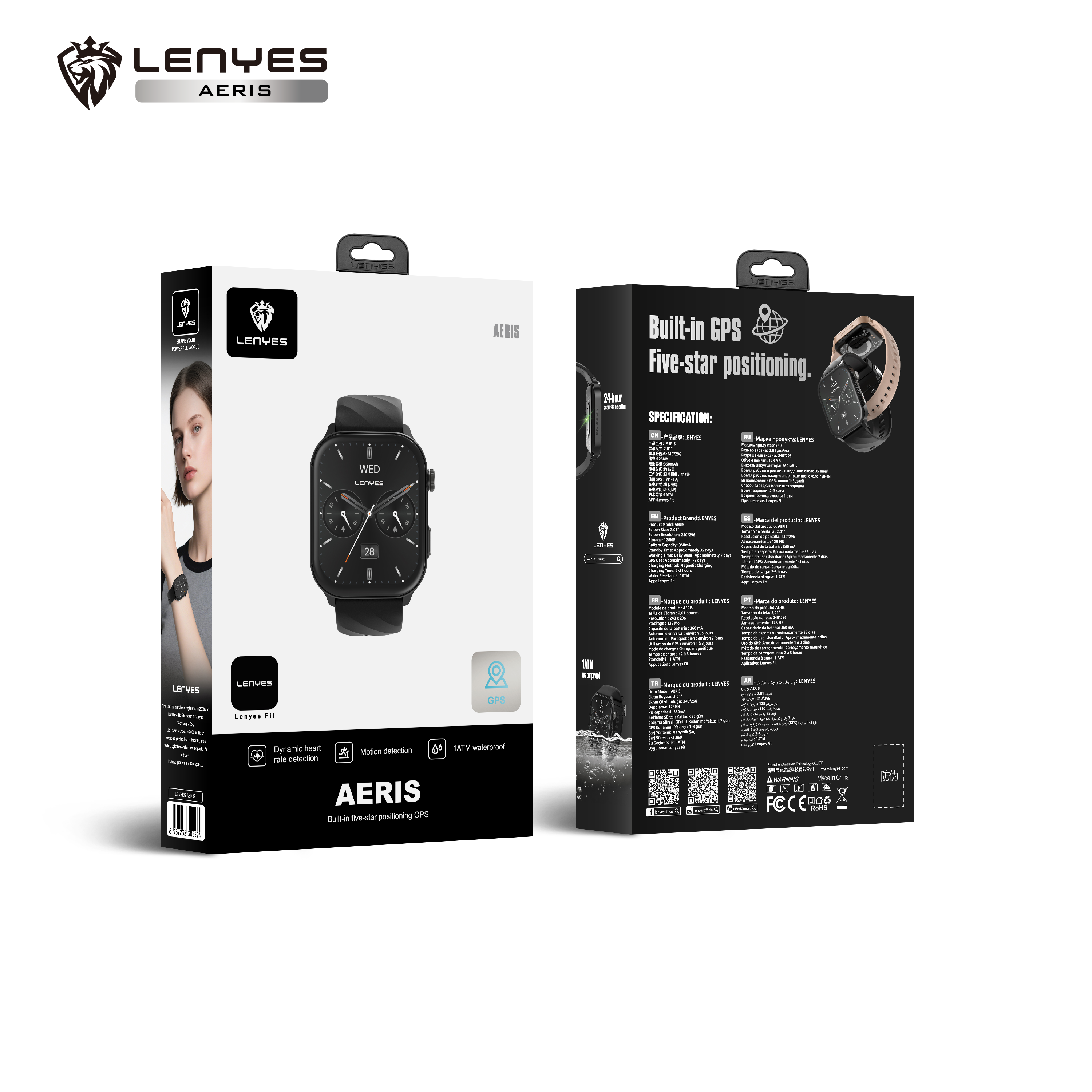 LENYES AERIS Smartwatch Monitor Salud SpO2 Modos Deportivos 5-7 Días IP67 Negro