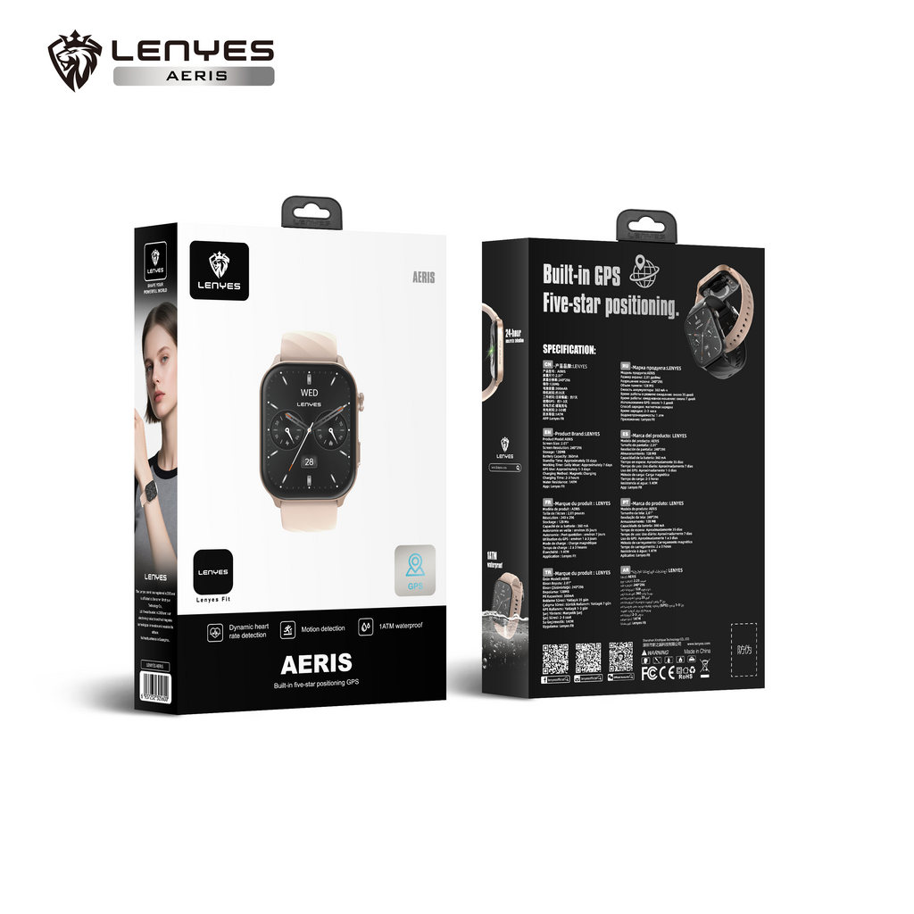 LENYES AERIS Smartwatch Mujer Rosa Monitor Salud SpO2 5-7 Días IP67 Rosa