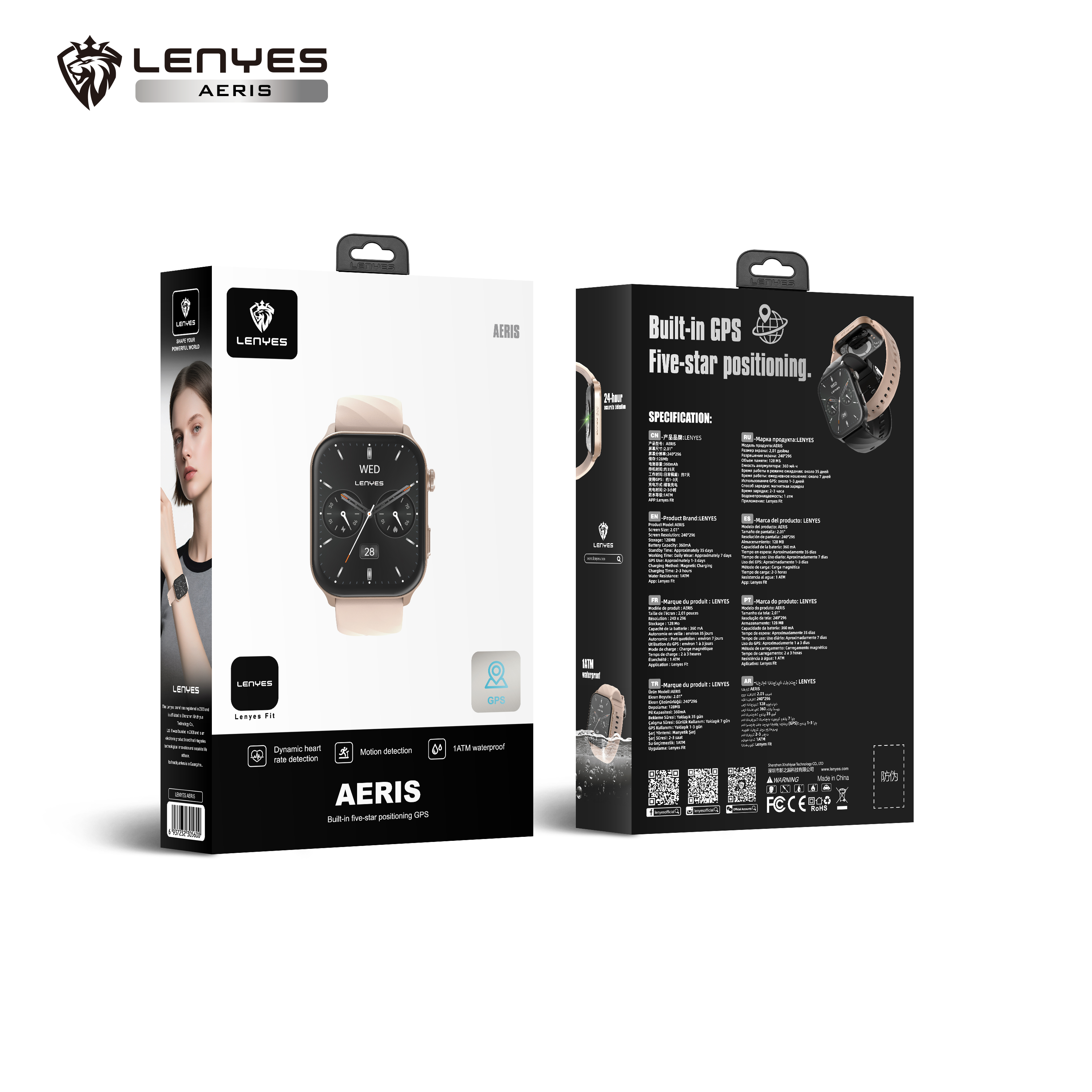 LENYES AERIS Smartwatch Mujer Rosa Monitor Salud SpO2 5-7 Días IP67 Rosa