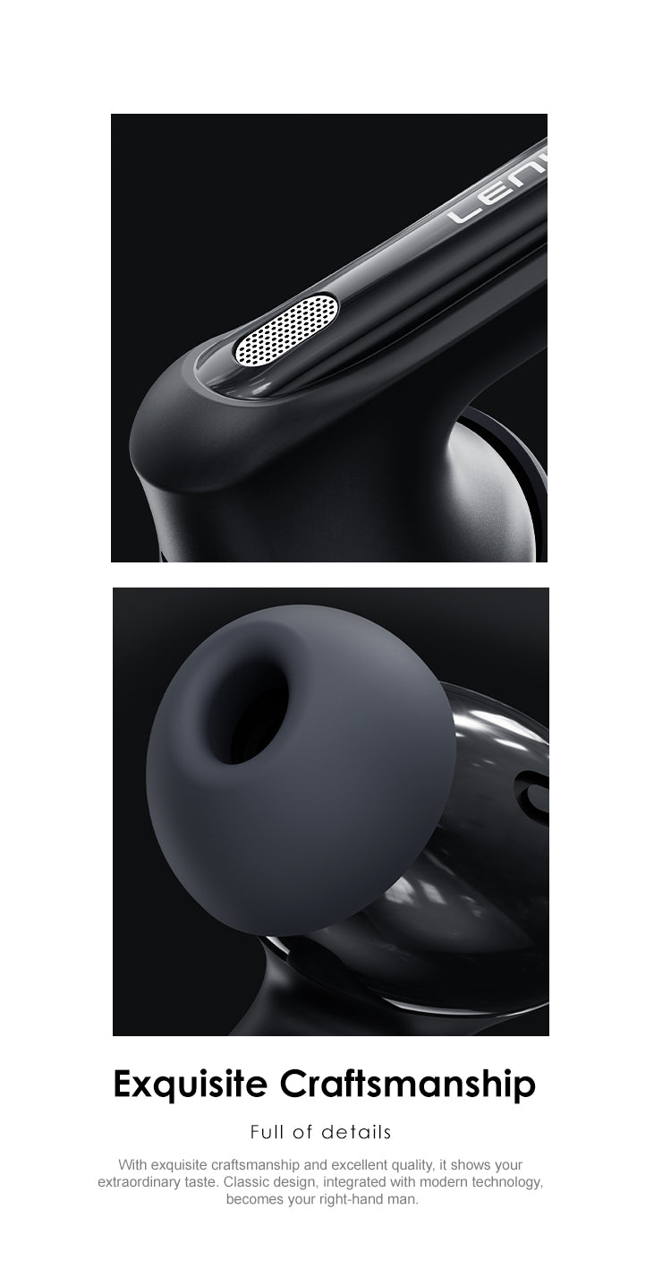 LENYES AIR 103 BLACK Auriculares Bluetooth 5.4 TWS con Cancelación de Ruido ANC+ENC 28dB - Sonido 360°