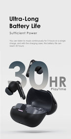 LENYES AIR 103 BLACK Auriculares Bluetooth 5.4 TWS con Cancelación de Ruido ANC+ENC 28dB - Sonido 360°