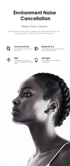 LENYES AIR 103 BLACK Auriculares Bluetooth 5.4 TWS con Cancelación de Ruido ANC+ENC 28dB - Sonido 360°