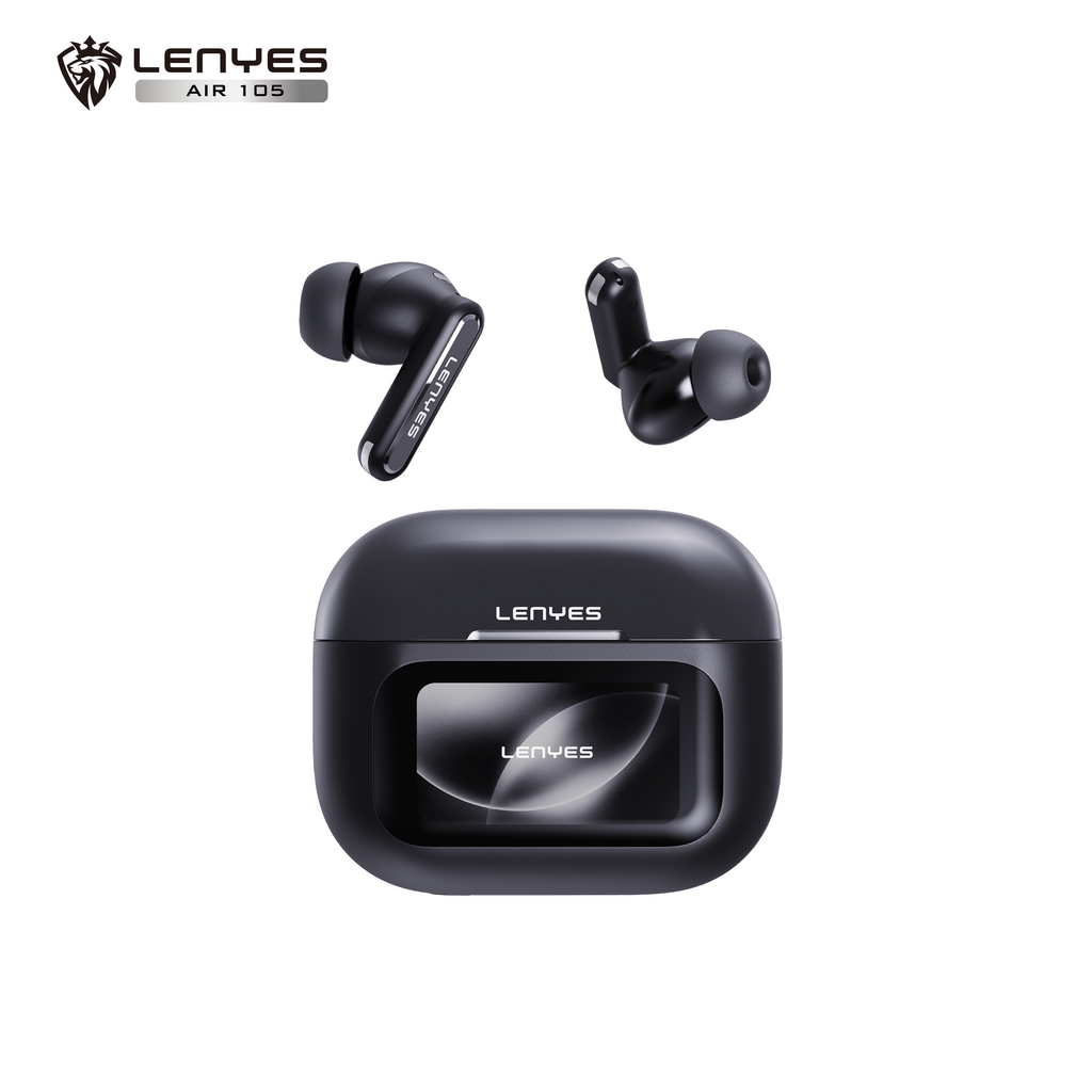 LENYES AIR 105 AI Auriculares TWS Traducción IA ANC 35dB Pantalla Táctil Negro