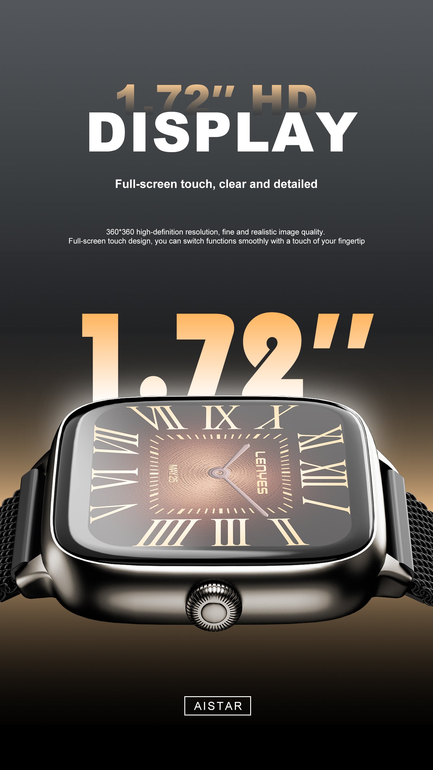 LENYES AISTAR Smartwatch AI Asistente Voz Monitor Salud SpO2 7-10 Días IP67 Negro