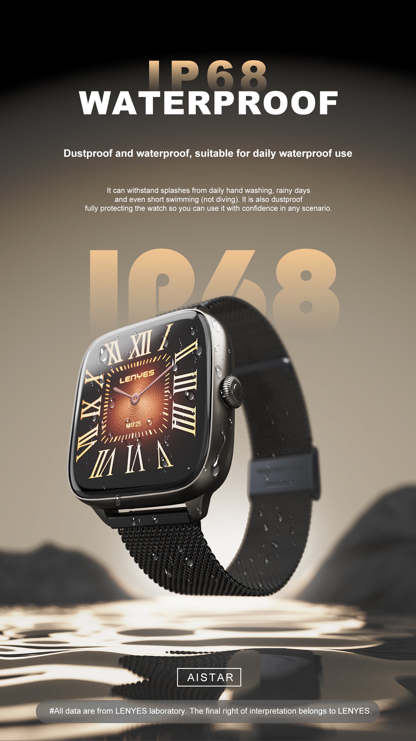 LENYES AISTAR Smartwatch AI Asistente Voz Monitor Salud SpO2 7-10 Días IP67 Negro