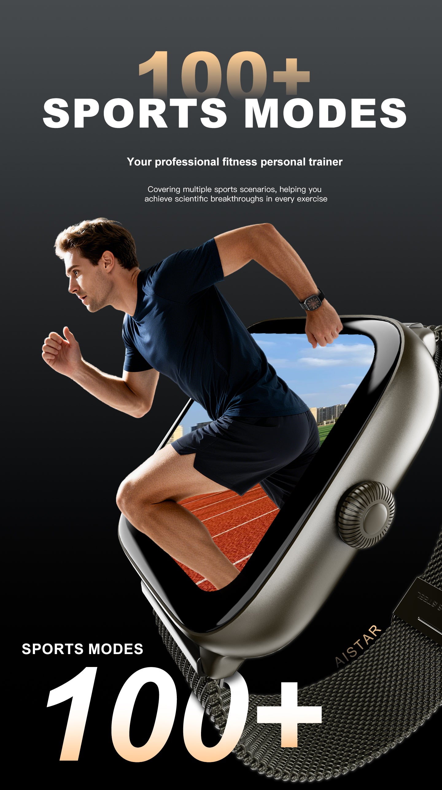 LENYES AISTAR Smartwatch AI Asistente Voz Monitor Salud SpO2 7-10 Días IP67 Negro