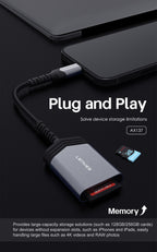 LENYES AX137-TC Lector Tarjetas SD/TF USB-C Android Aluminio