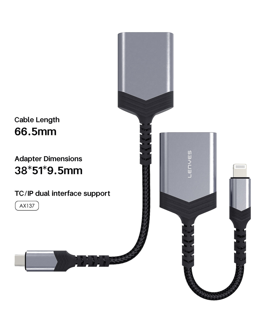 LENYES AX137-TC Lector Tarjetas SD/TF USB-C Android Aluminio